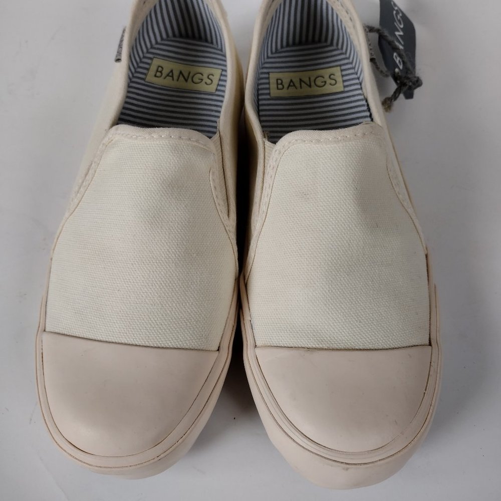 Bangs Canvas Slip On Cream Pink Toe Women's Casual Comfort Shoes Sz 6